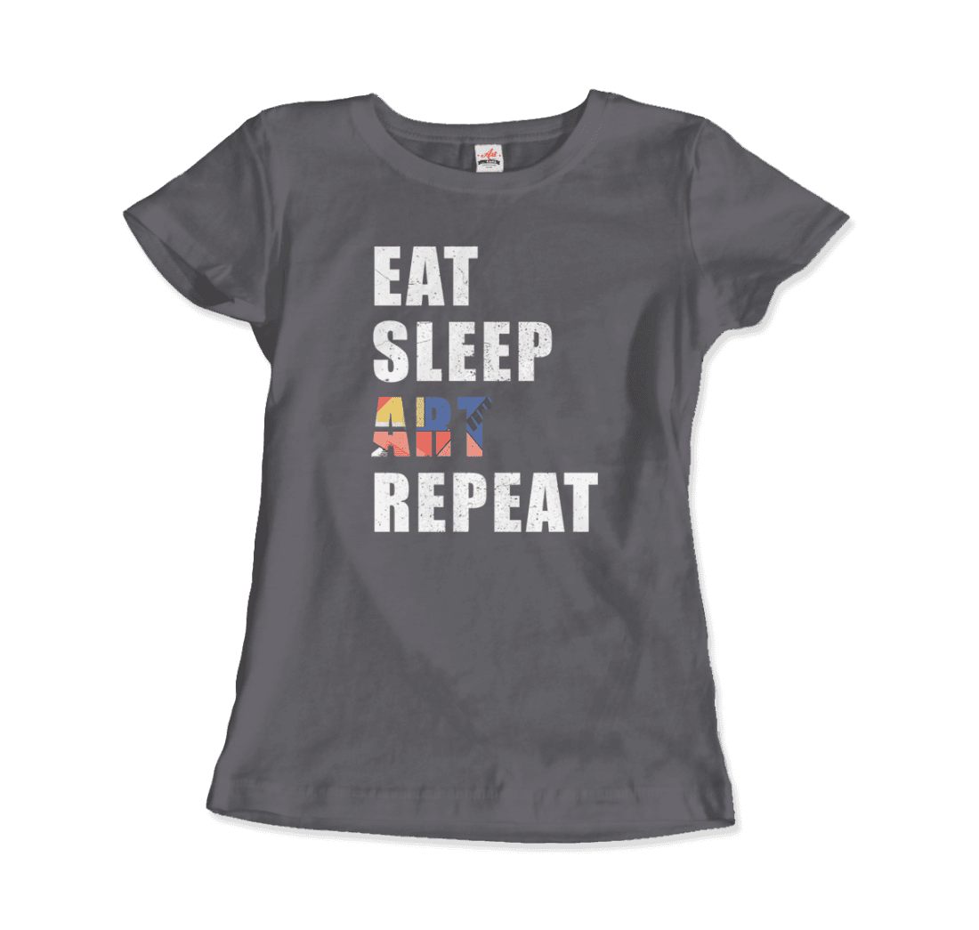 Eat, Sleep, Art, Repeat Distressed Design T-Shirt-13