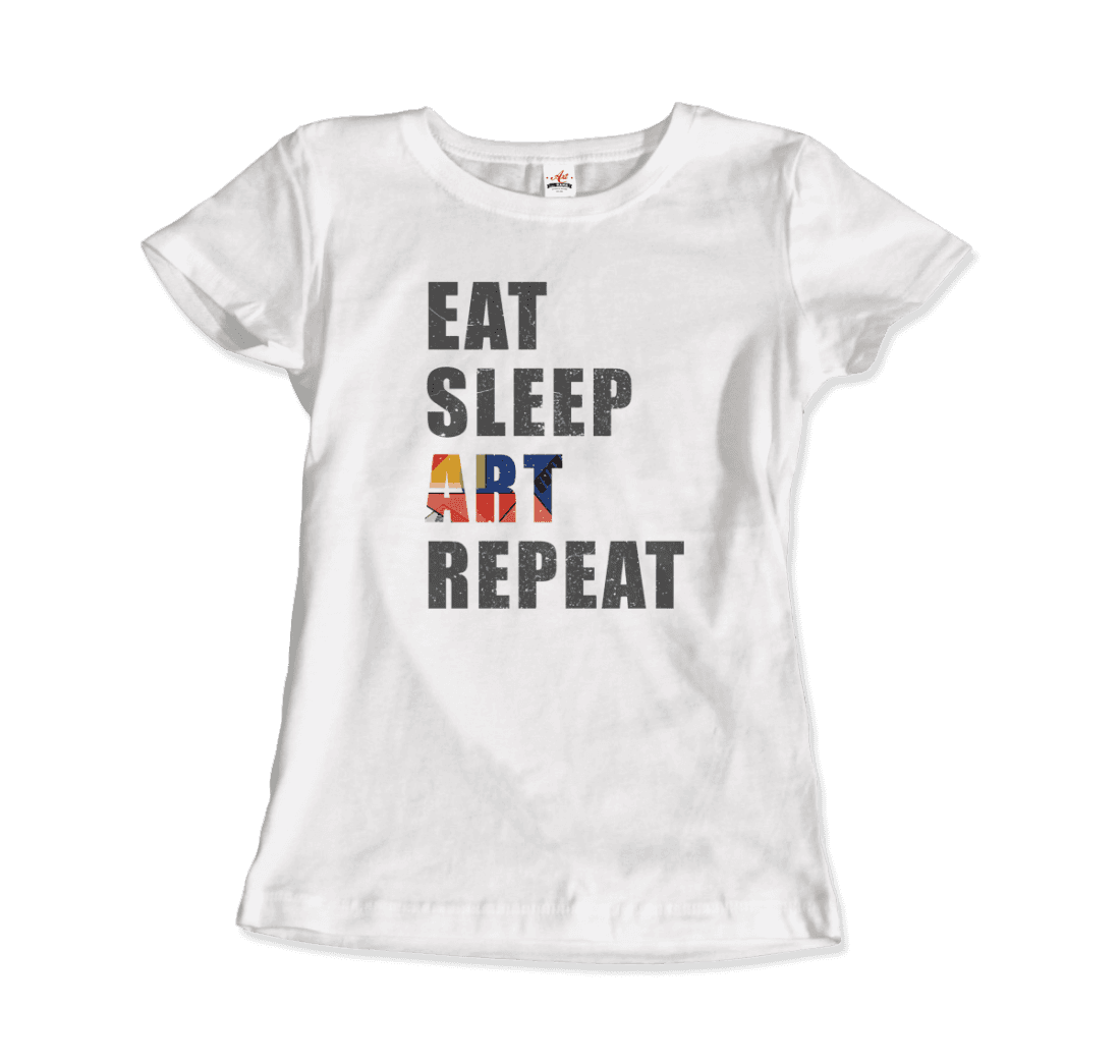 Eat, Sleep, Art, Repeat Distressed Design T-Shirt-18