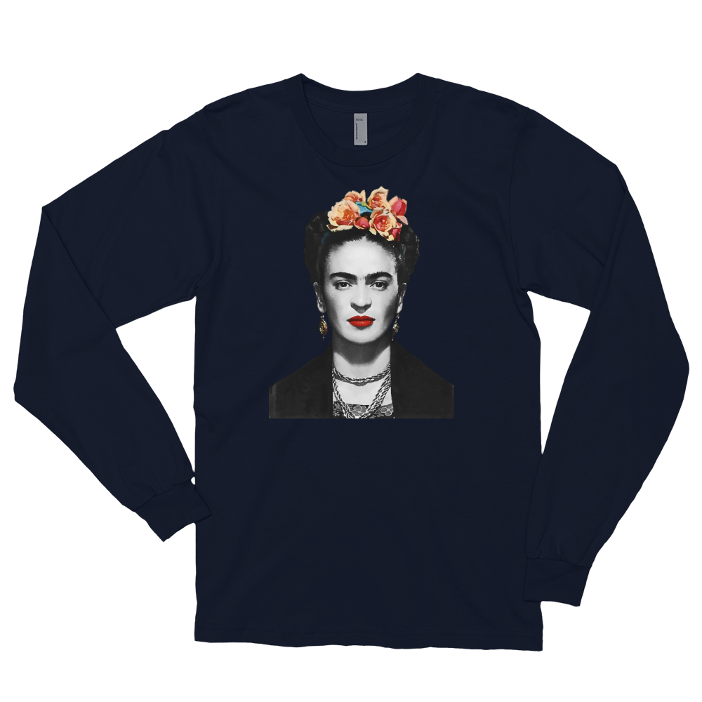 Frida Kahlo With Flowers Poster Artwork Long Sleeve Shirt-4