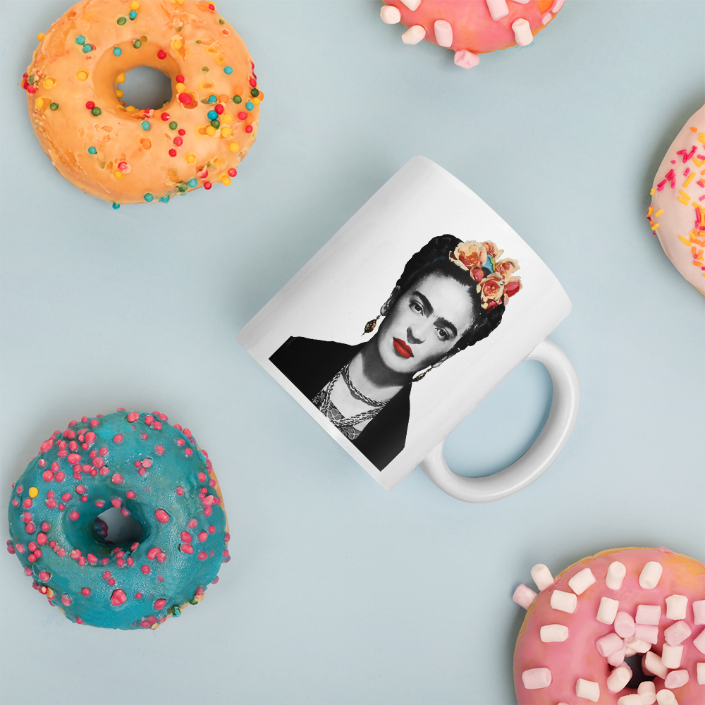 Frida Kahlo With Flowers Poster Artwork Mug-1