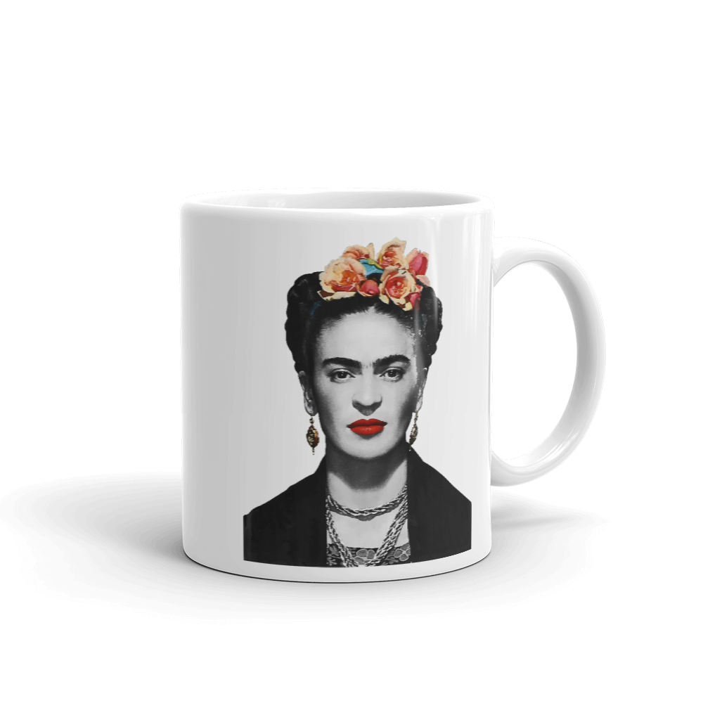 Frida Kahlo With Flowers Poster Artwork Mug-2