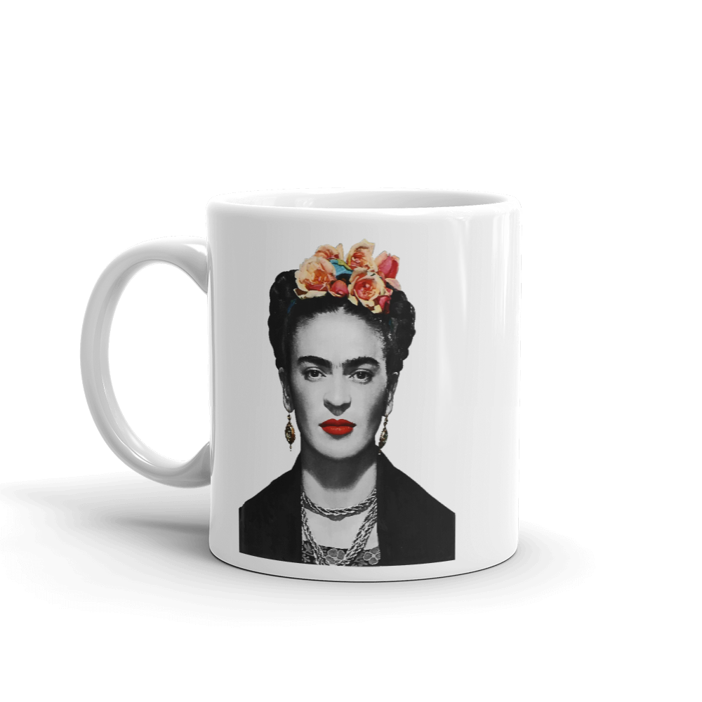 Frida Kahlo With Flowers Poster Artwork Mug-0