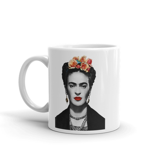 Frida Kahlo With Flowers Poster Artwork Mug-0