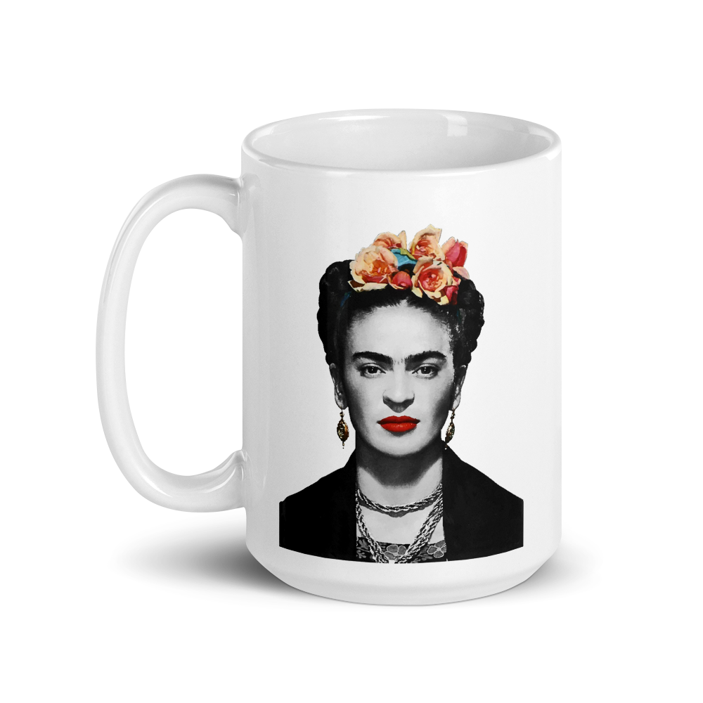 Frida Kahlo With Flowers Poster Artwork Mug-5