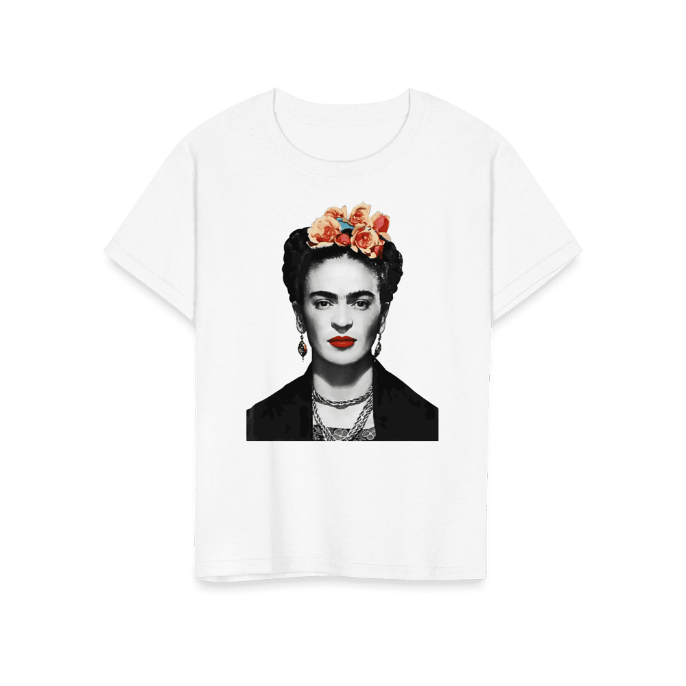 Frida Kahlo With Flowers Portrait Artwork T-Shirt-13