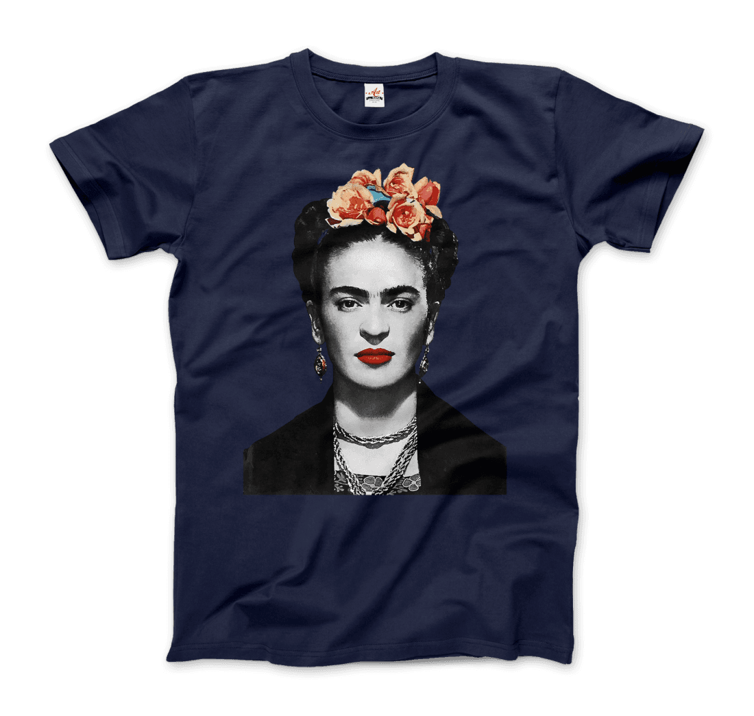 Frida Kahlo With Flowers Portrait Artwork T-Shirt-8