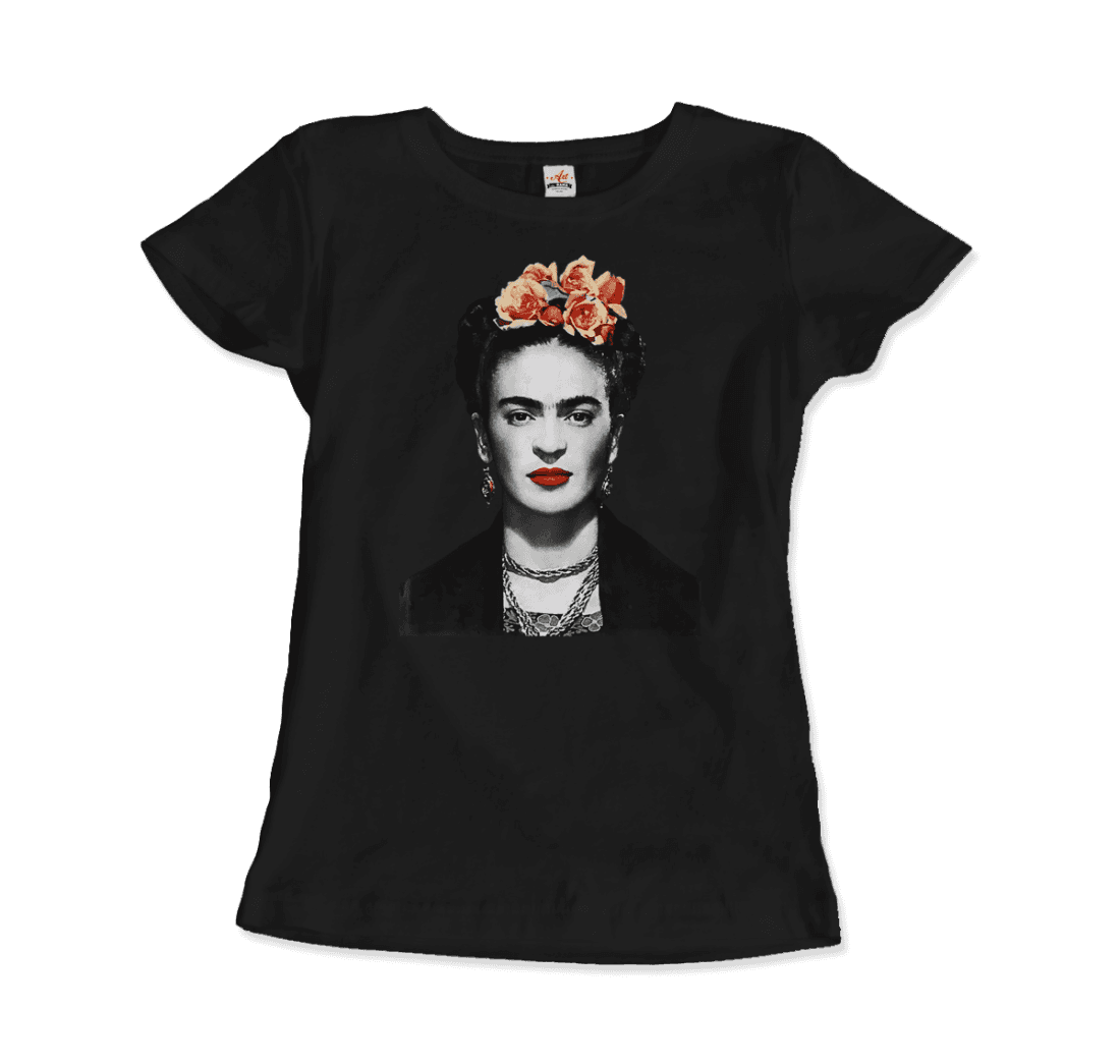 Frida Kahlo With Flowers Portrait Artwork T-Shirt-10