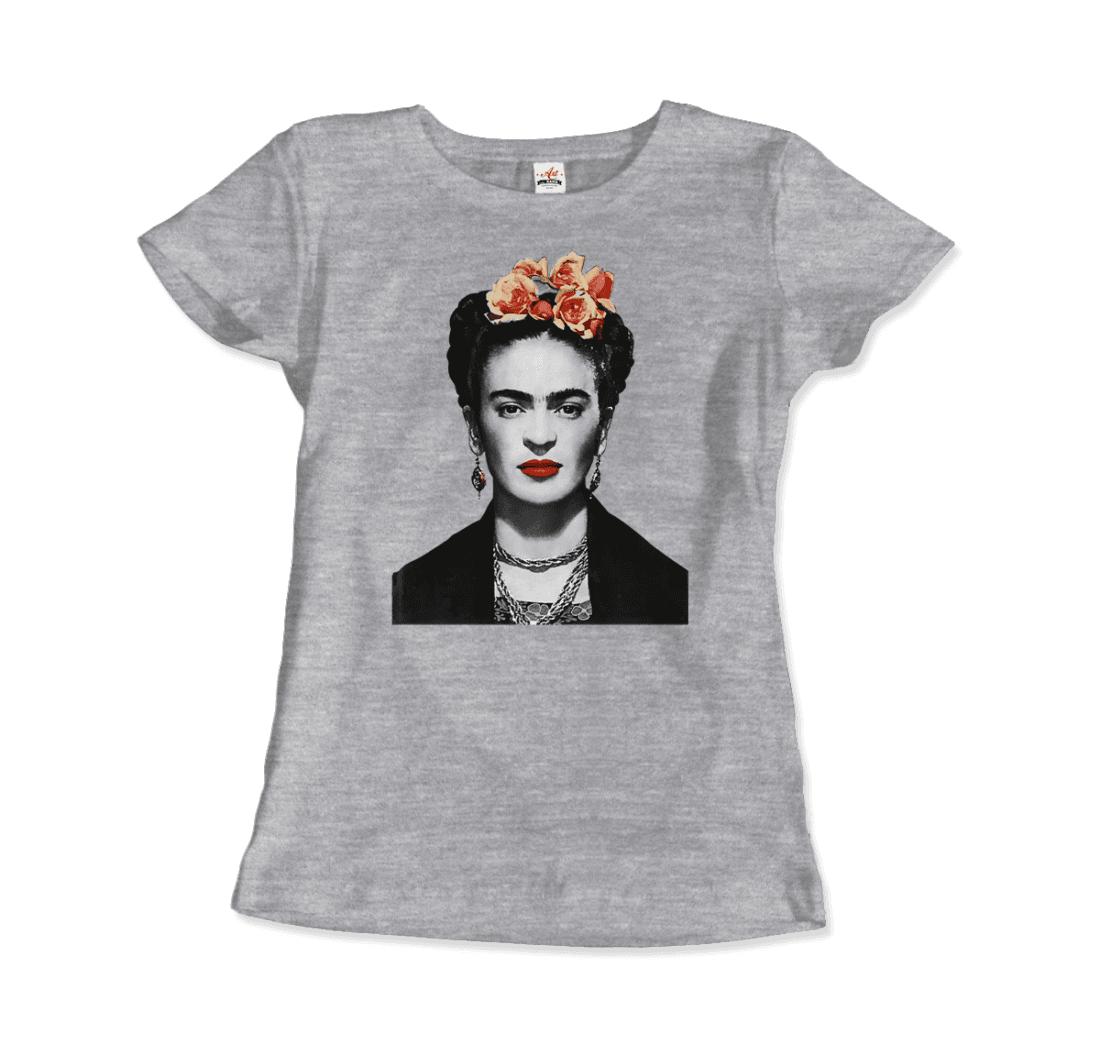 Frida Kahlo With Flowers Portrait Artwork T-Shirt-11