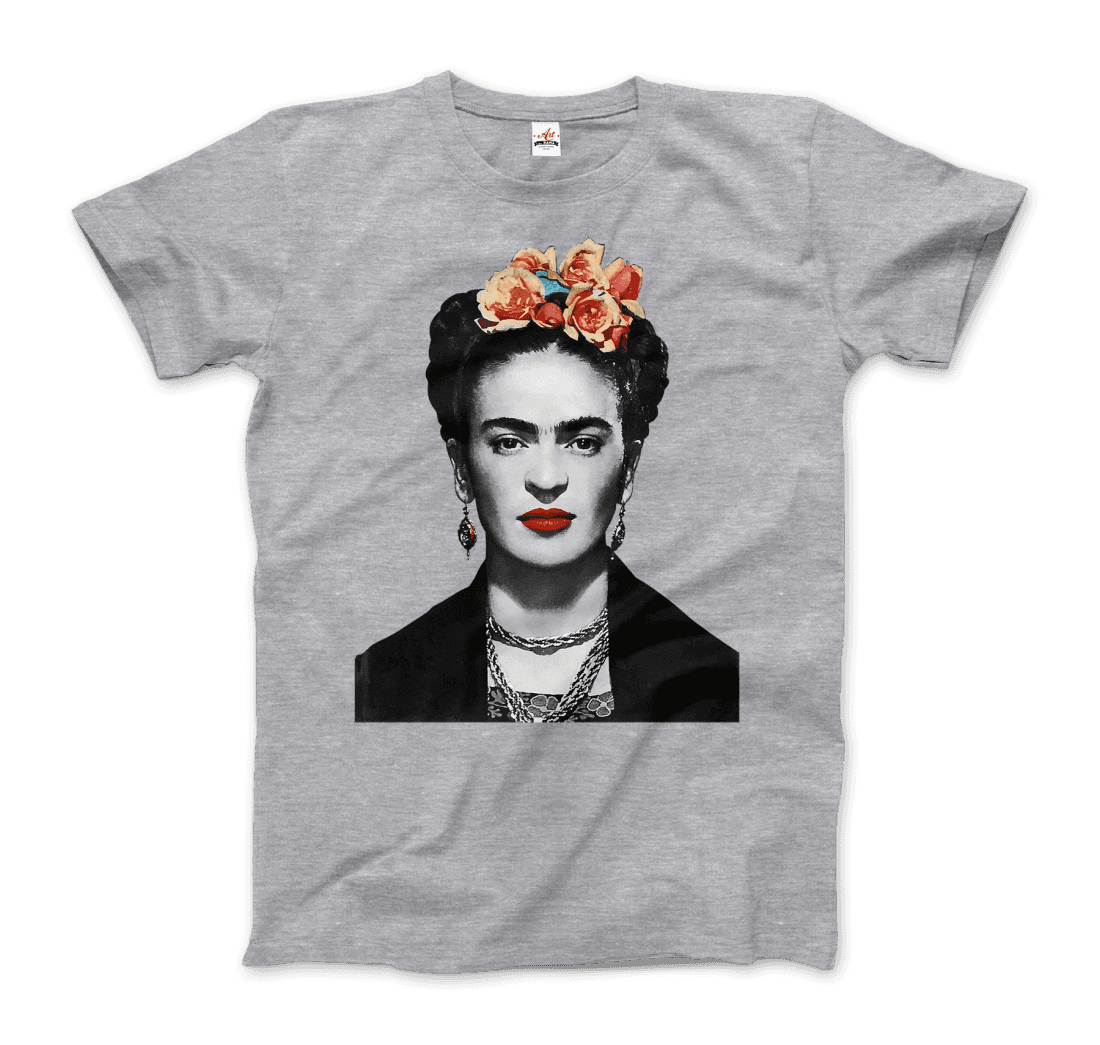 Frida Kahlo With Flowers Portrait Artwork T-Shirt-7