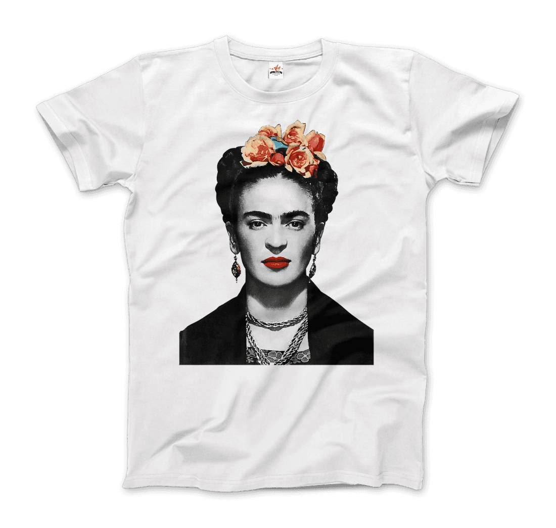 Frida Kahlo With Flowers Portrait Artwork T-Shirt-5