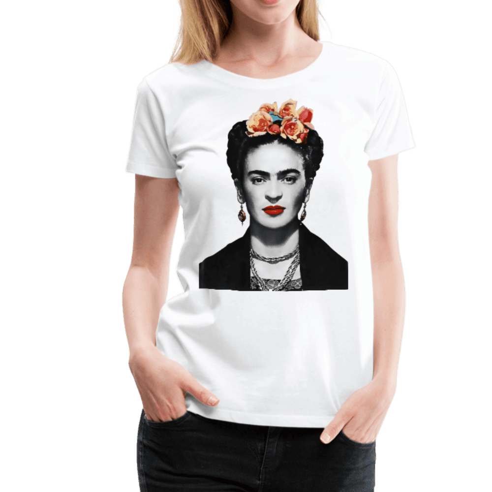 Frida Kahlo With Flowers Portrait Artwork T-Shirt-3