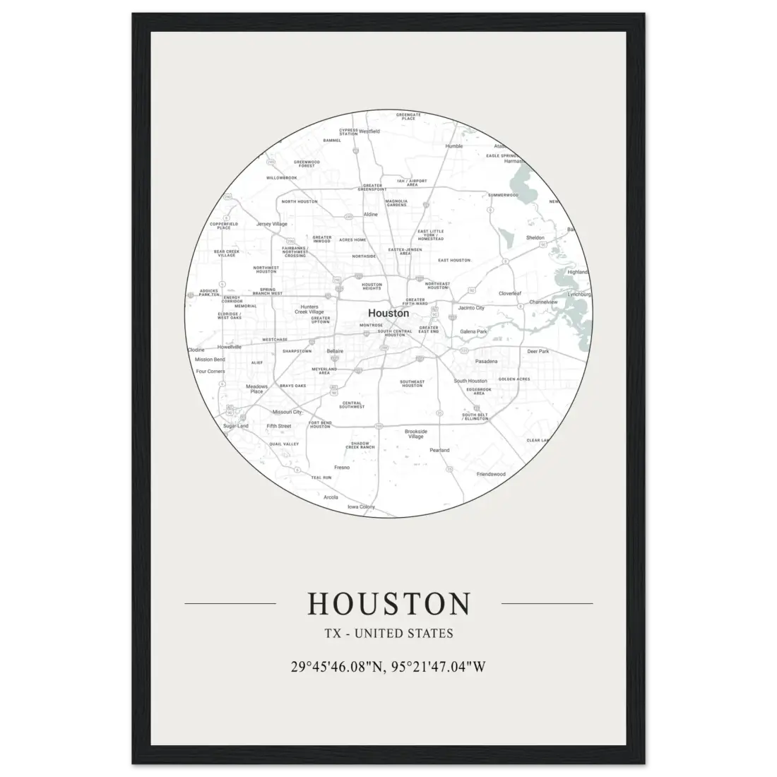 Houston, Texas, United States - Minimalist Map Poster-9