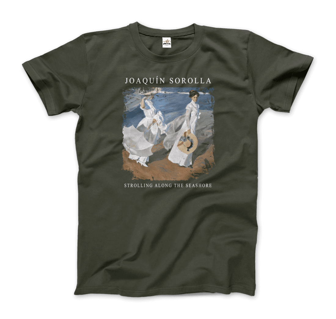 Joaquin Sorolla - Strolling along the Seashore, 1909 Artwork T-Shirt-9