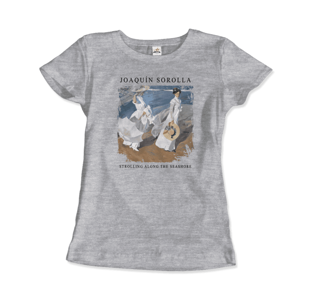 Joaquin Sorolla - Strolling along the Seashore, 1909 Artwork T-Shirt-13