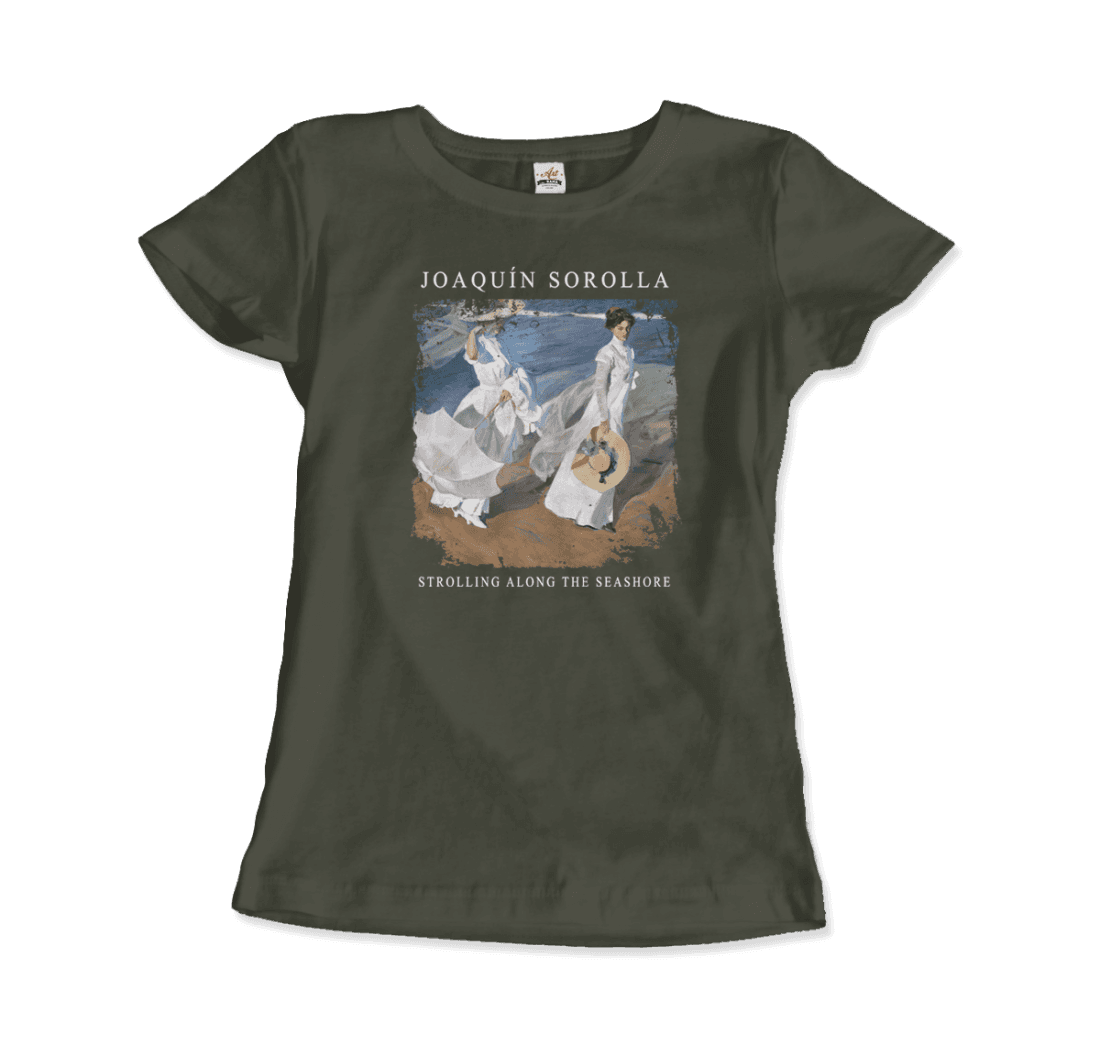 Joaquin Sorolla - Strolling along the Seashore, 1909 Artwork T-Shirt-15