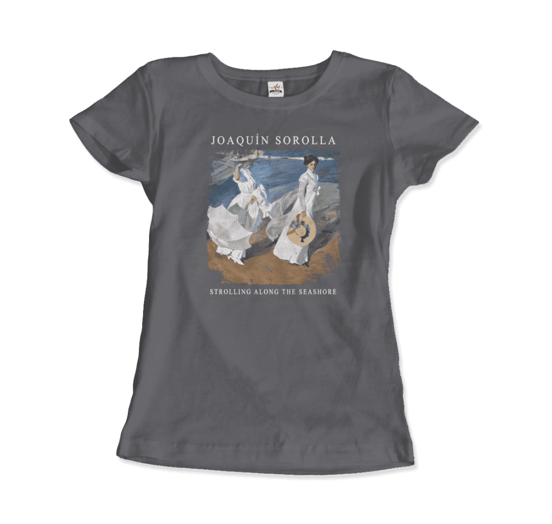 Joaquin Sorolla - Strolling along the Seashore, 1909 Artwork T-Shirt-14