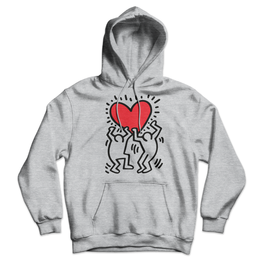 Men Holding Heart Icon, Street Art Hoodie-0