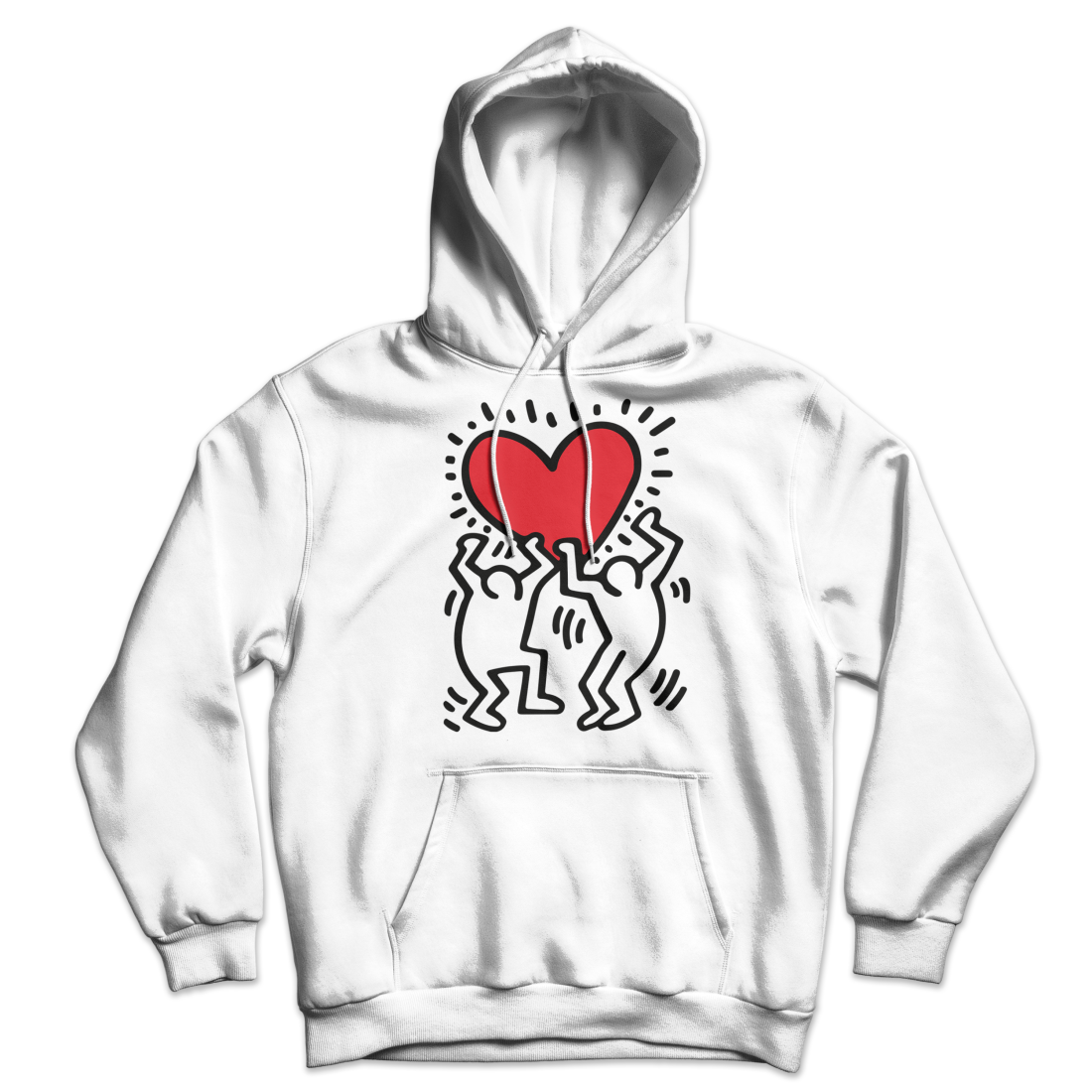 Men Holding Heart Icon, Street Art Hoodie-1