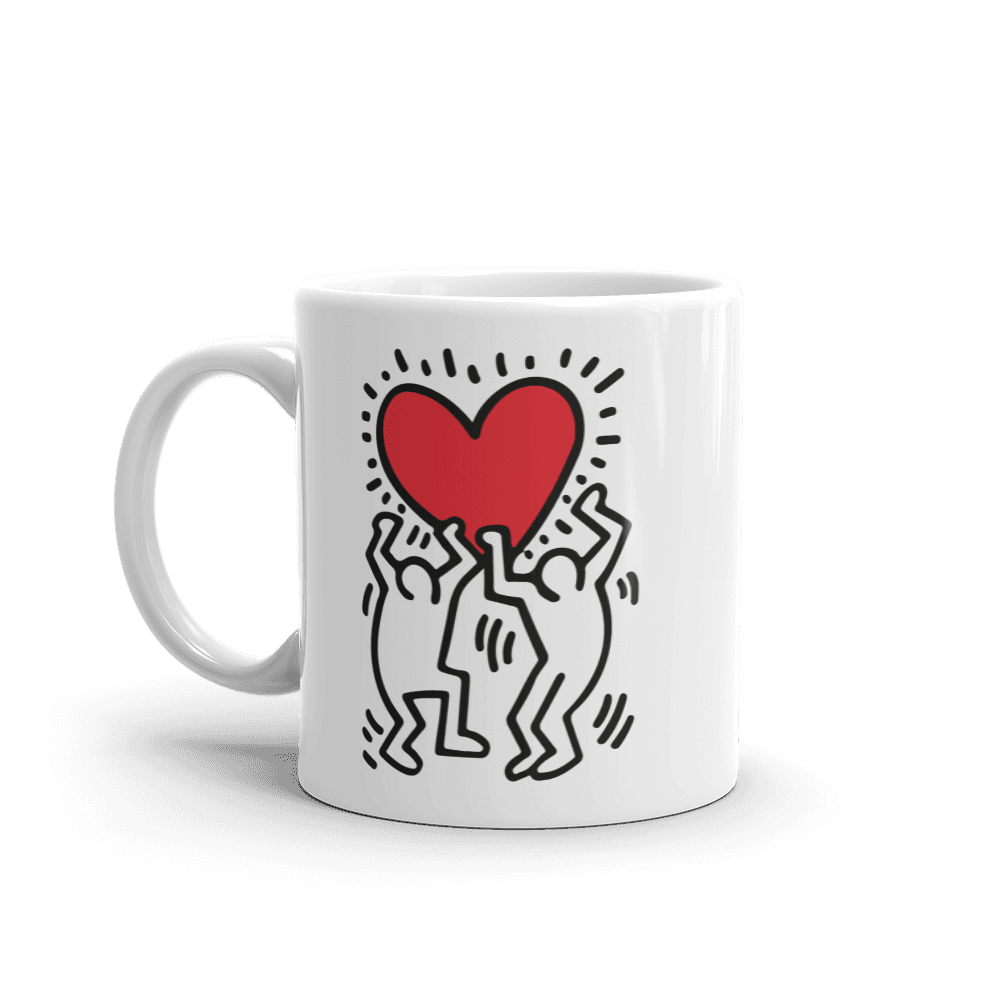 Men Holding Heart Icon, Street Art Mug-0