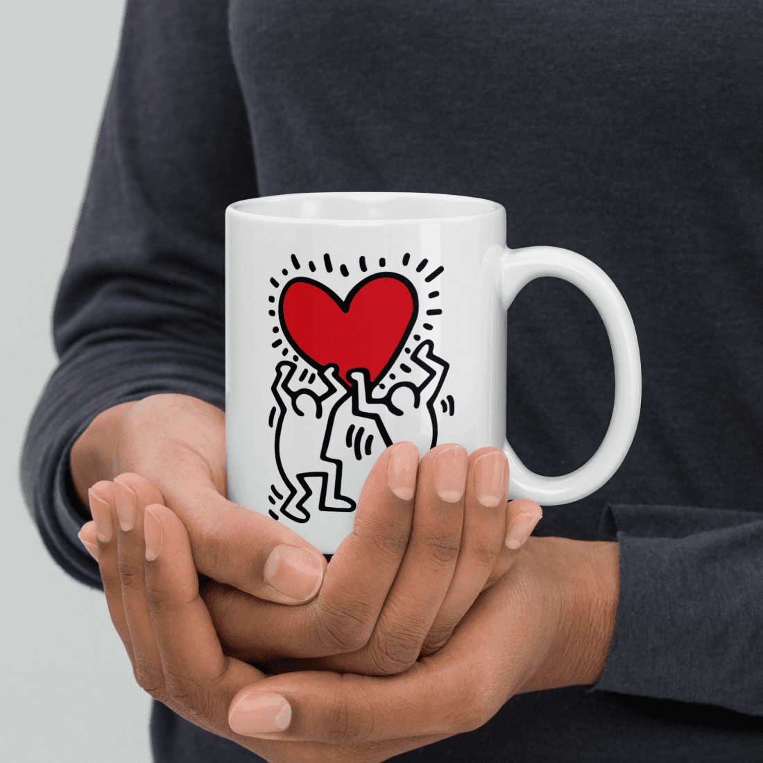 Men Holding Heart Icon, Street Art Mug-4