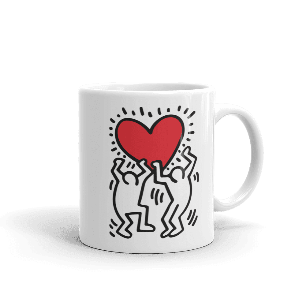 Men Holding Heart Icon, Street Art Mug-2