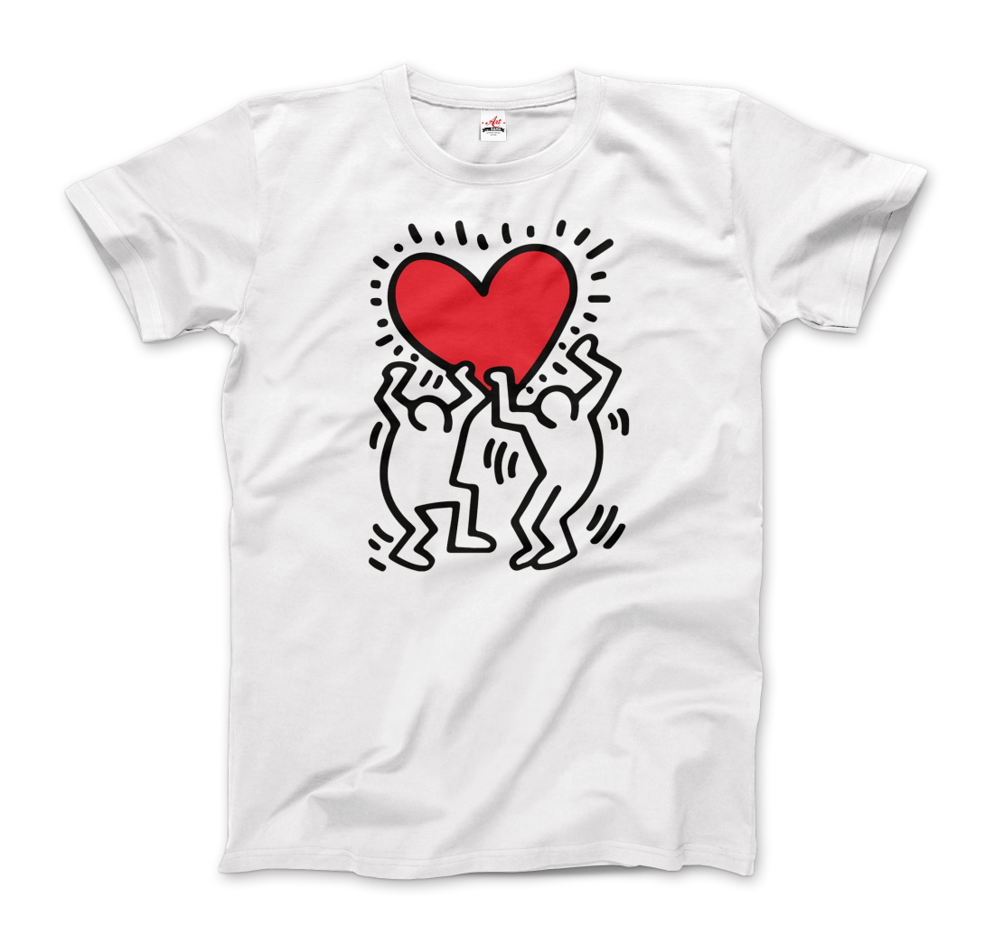 Men Holding Heart Icon, Street Art T-Shirt-0