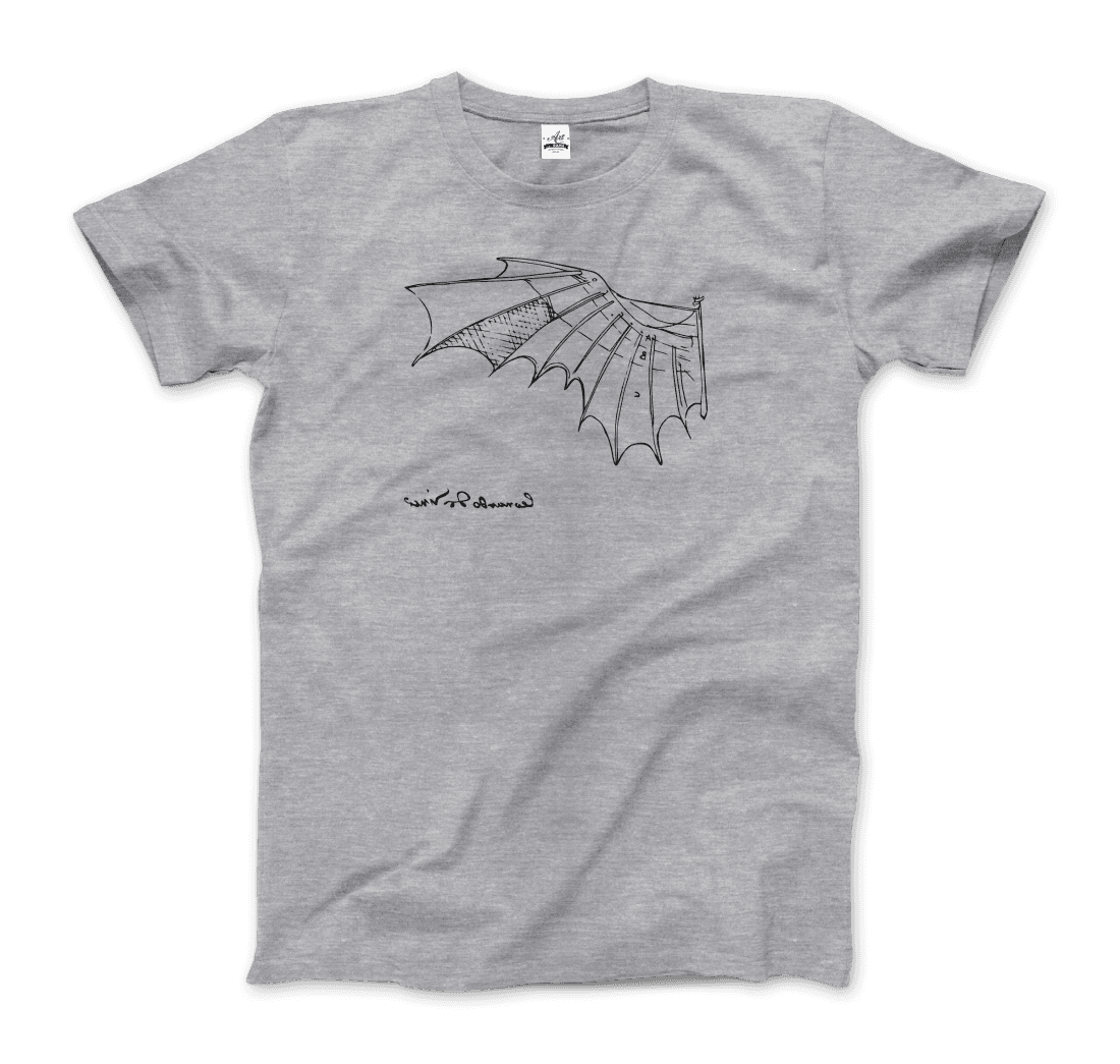 Leonardo Da Vinci, Glider Sketch Artwork T-Shirt-7