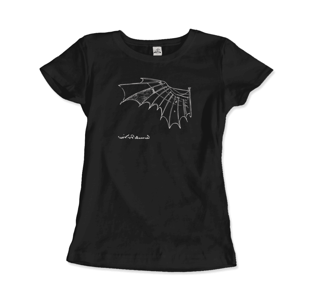 Leonardo Da Vinci, Glider Sketch Artwork T-Shirt-4