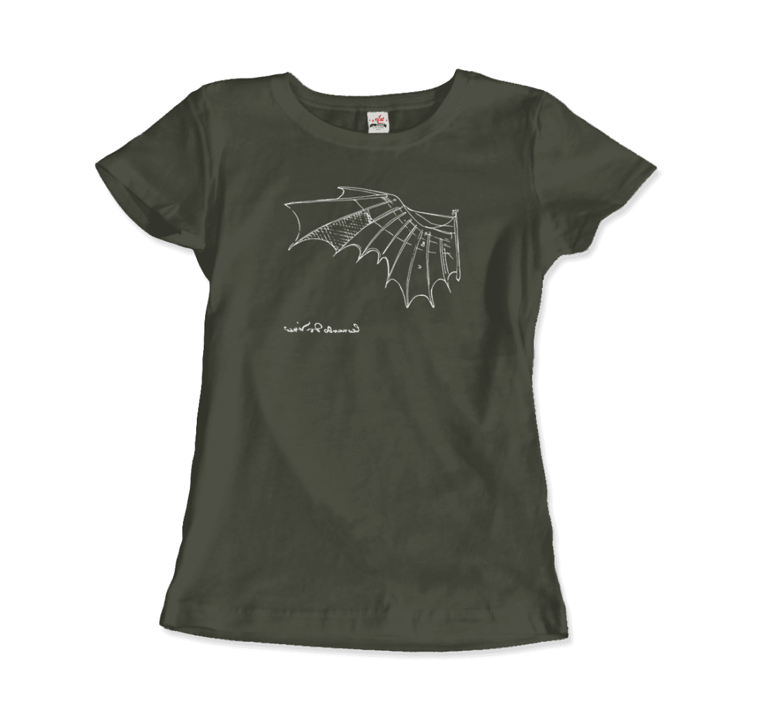 Leonardo Da Vinci, Glider Sketch Artwork T-Shirt-16