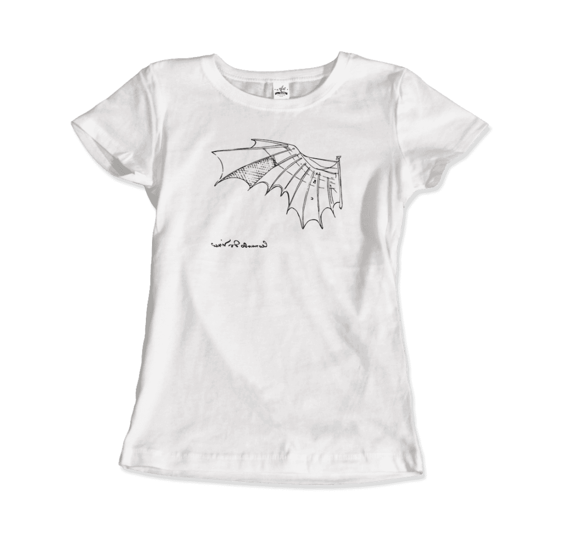 Leonardo Da Vinci, Glider Sketch Artwork T-Shirt-2