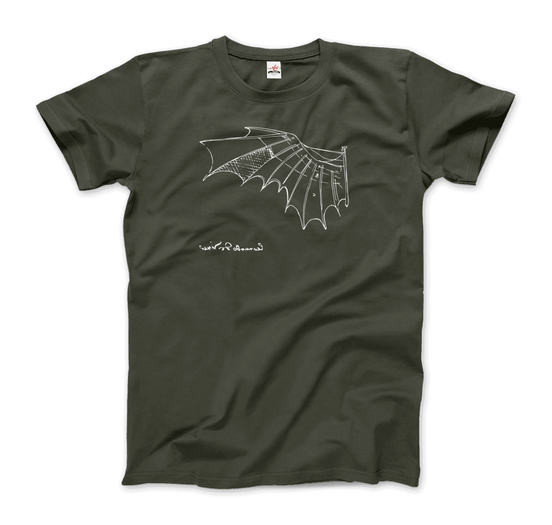 Leonardo Da Vinci, Glider Sketch Artwork T-Shirt-10