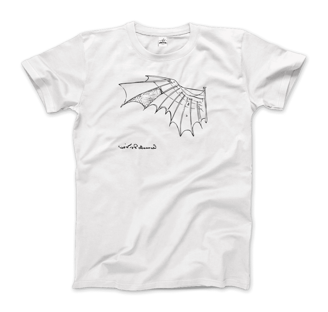 Leonardo Da Vinci, Glider Sketch Artwork T-Shirt-5