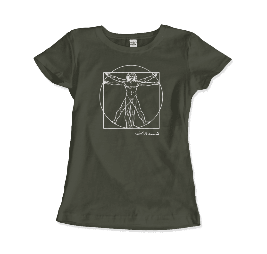 Leonardo Da Vinci, Vitruvian Man Sketch T-Shirt-2