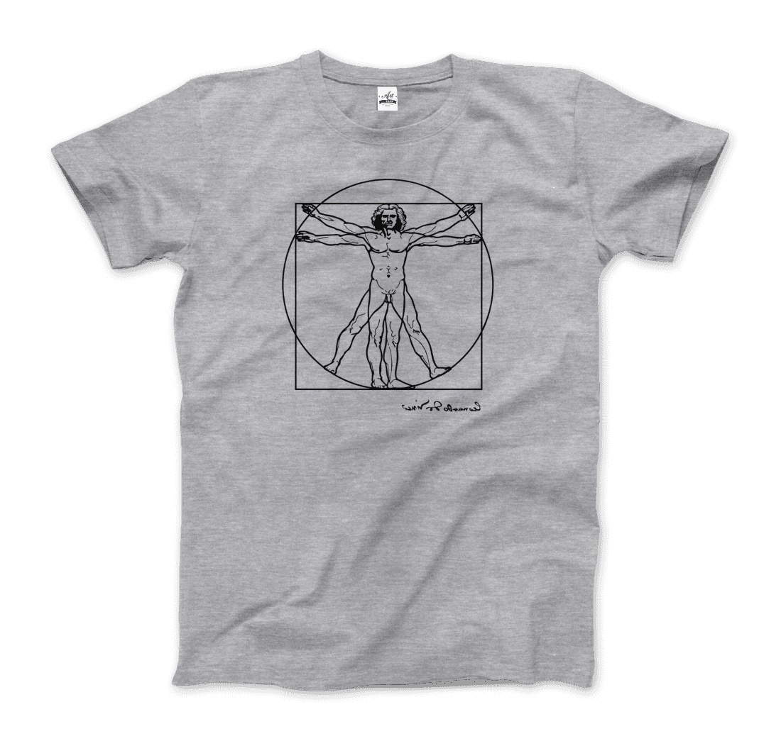 Leonardo Da Vinci, Vitruvian Man Sketch T-Shirt-7