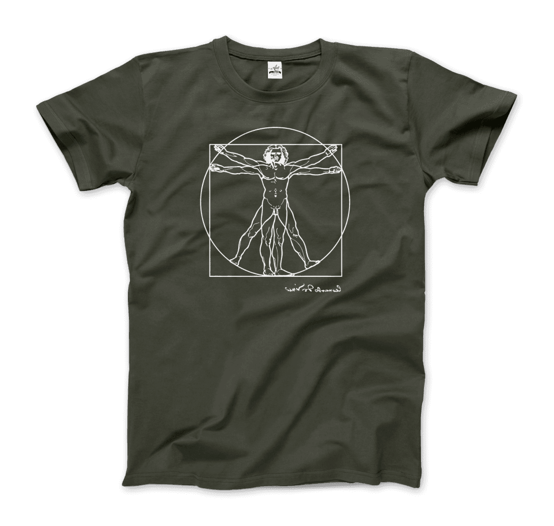 Leonardo Da Vinci, Vitruvian Man Sketch T-Shirt-0