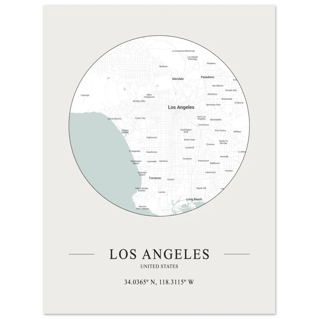 Los Angeles, United States - Minimalist Map Poster-5