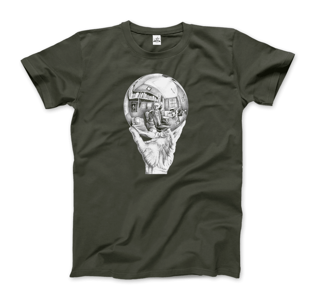 M.C. Escher Hand with Reflective Globe T-Shirt-4