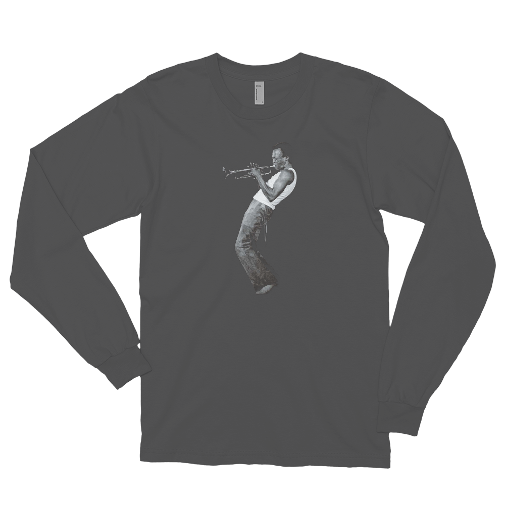 Miles Davis Playing his Trumpet Artwork Long Sleeve Shirt-2