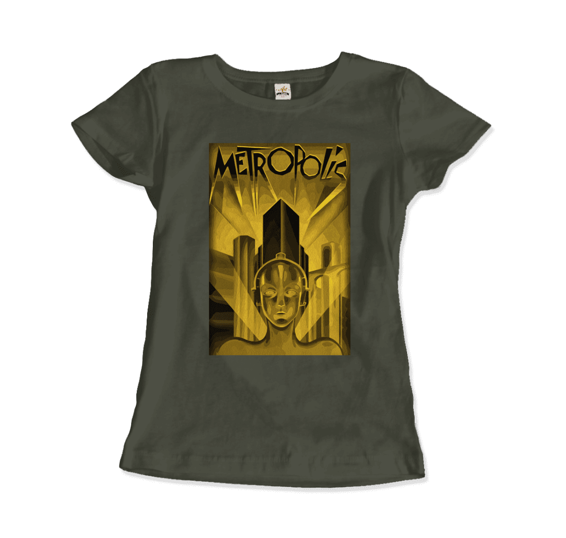 Metropolis - 1927 Movie Poster Reproduction in Oil Paint T-Shirt-13