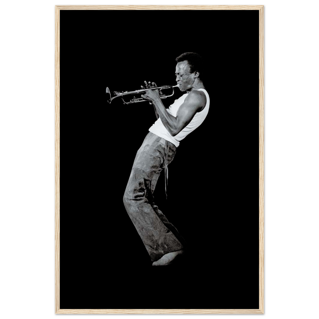 Miles Davis Playing his Trumpet Artwork Poster-0