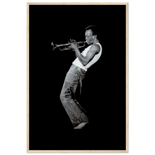 Miles Davis Playing his Trumpet Artwork Poster-0