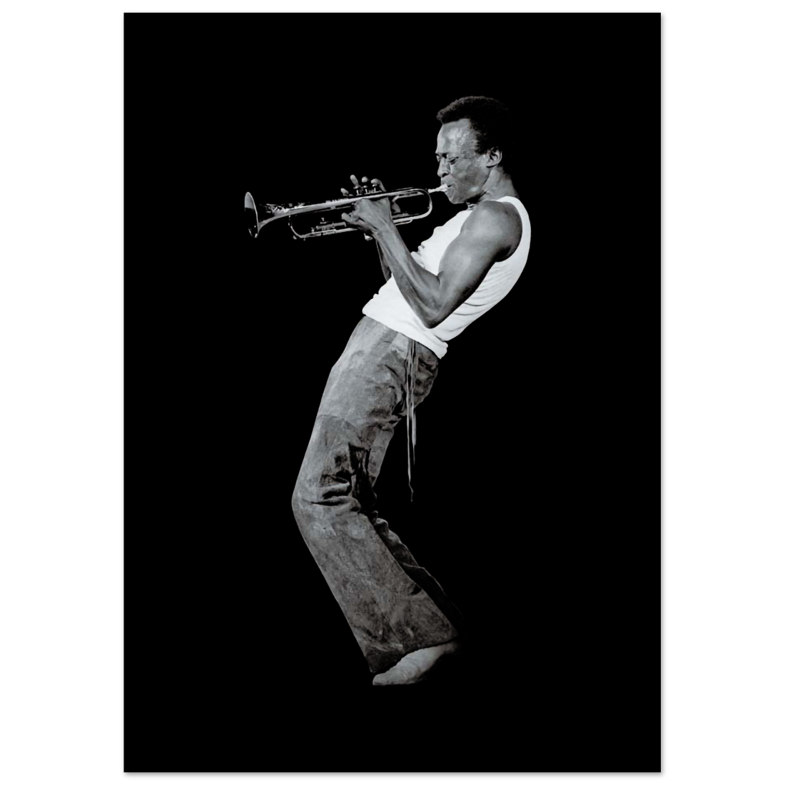 Miles Davis Playing his Trumpet Artwork Poster-2