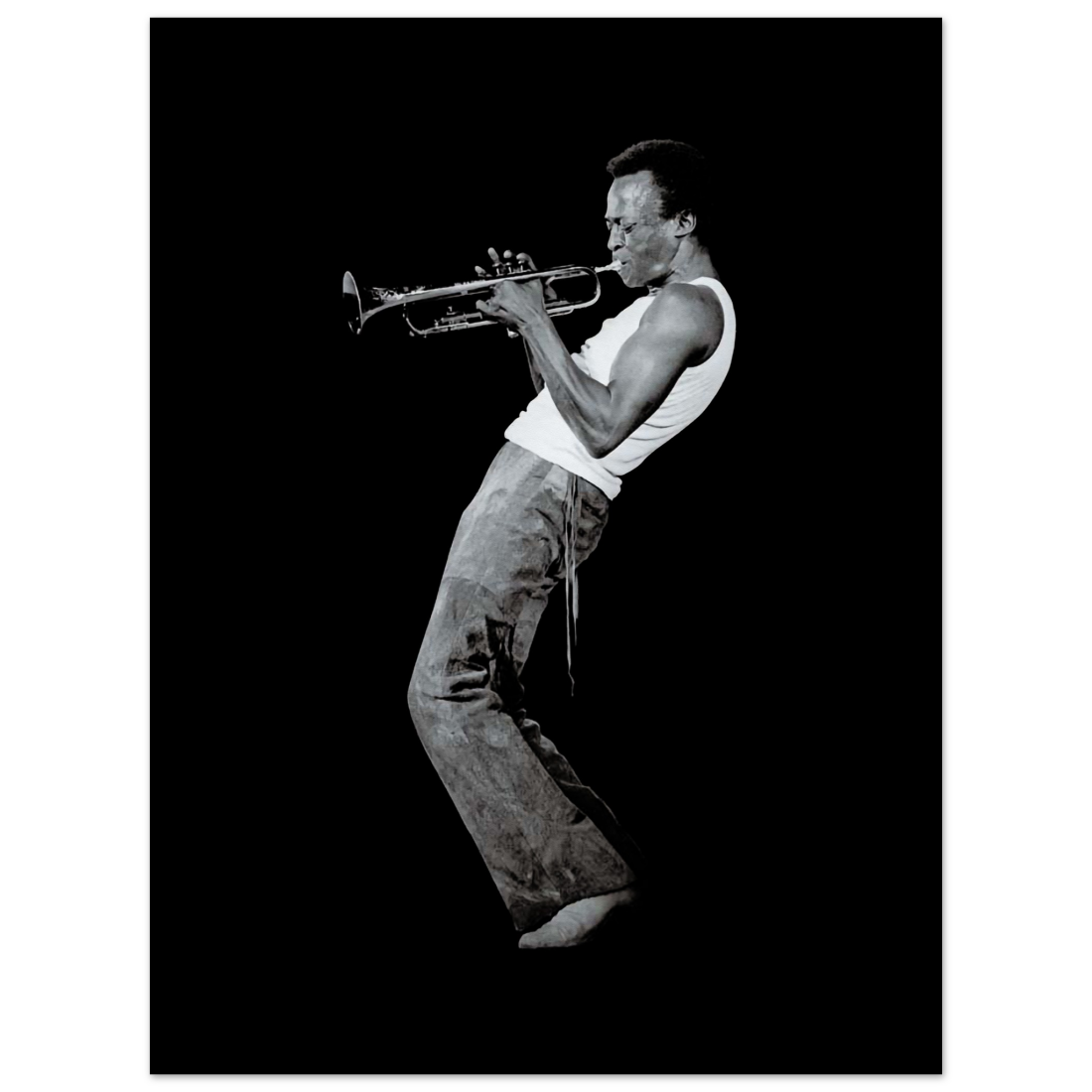 Miles Davis Playing his Trumpet Artwork Poster-10