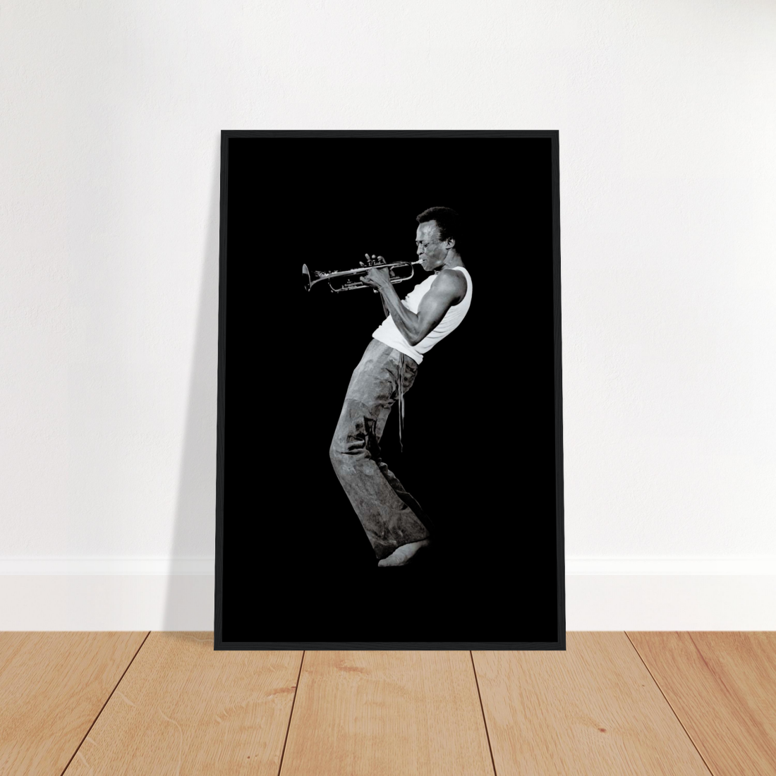 Miles Davis Playing his Trumpet Artwork Poster-1