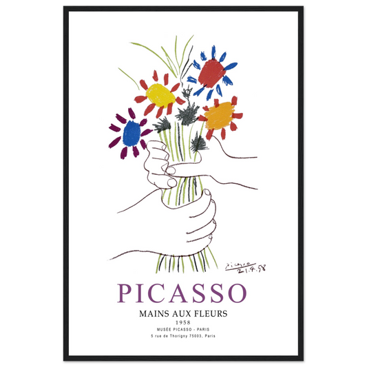 Pablo Picasso Hands with Flowers 1958 Artwork Poster-0