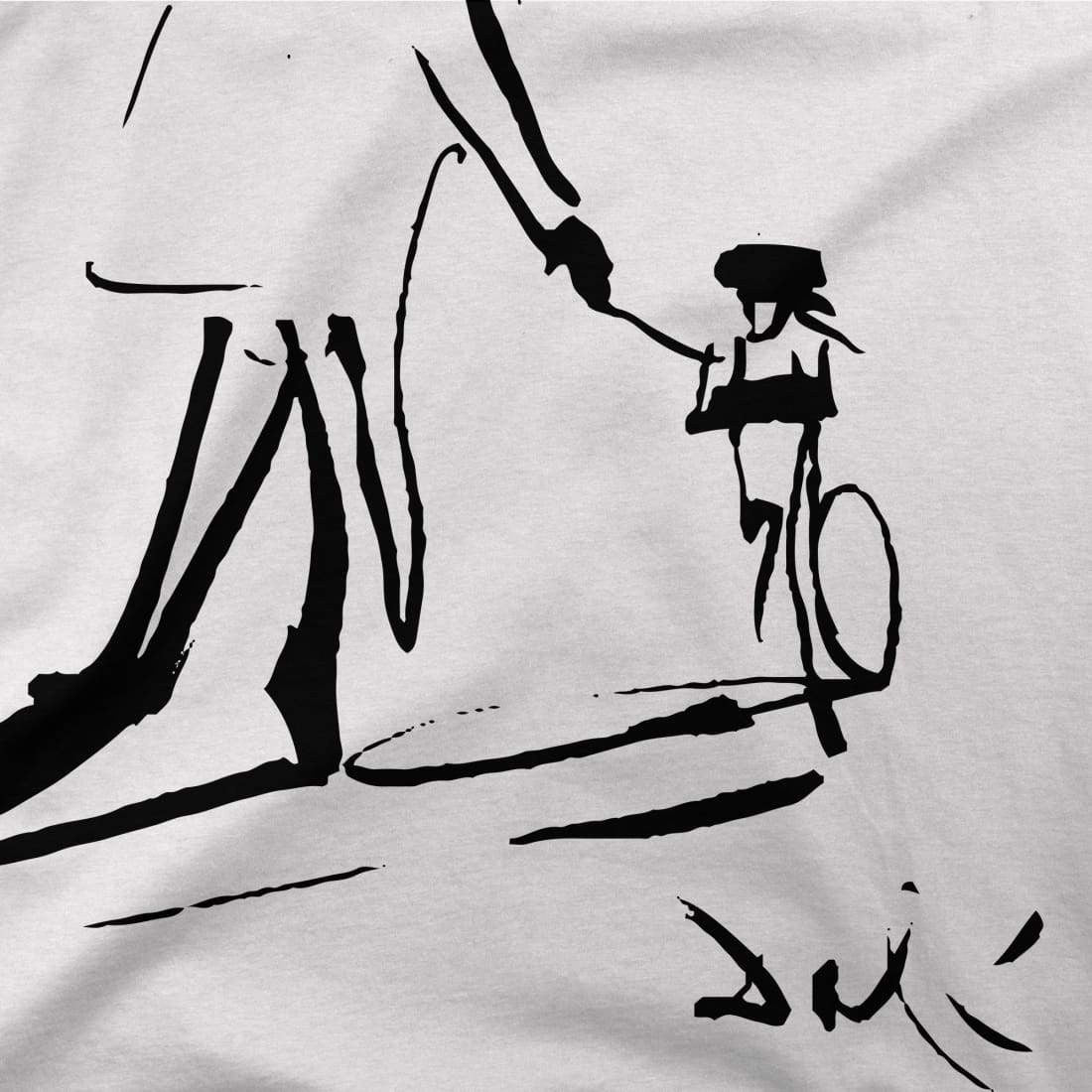 Salvador Dali Sketch, Childhood With Father Riding a Bike 1971 T-Shirt-2