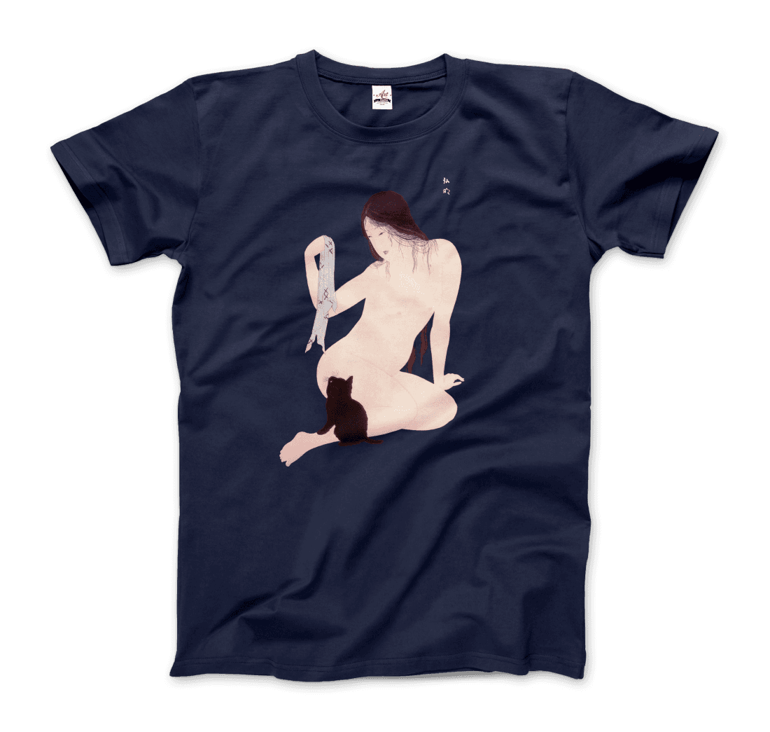 Takahashi Hiroaki - Nude Playing with a Cat, 1927 Artwork T-Shirt-7