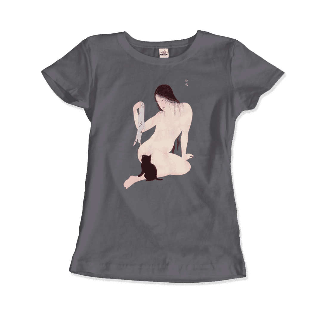 Takahashi Hiroaki - Nude Playing with a Cat, 1927 Artwork T-Shirt-16