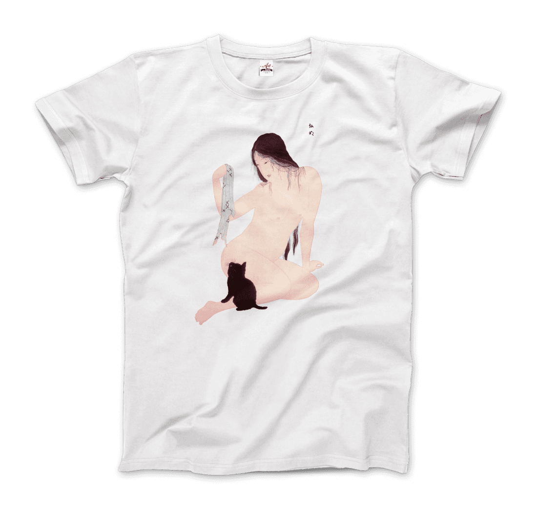 Takahashi Hiroaki - Nude Playing with a Cat, 1927 Artwork T-Shirt-6