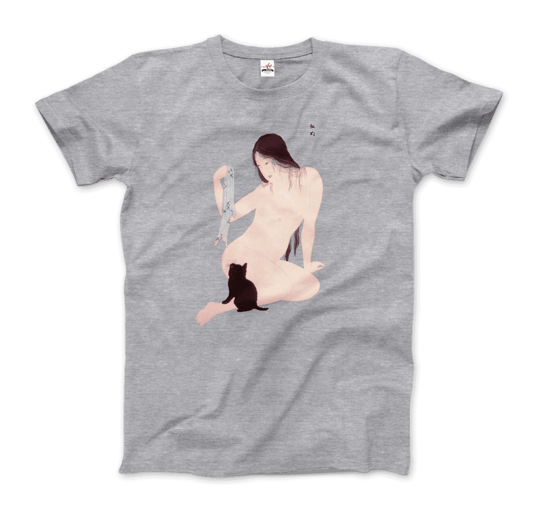 Takahashi Hiroaki - Nude Playing with a Cat, 1927 Artwork T-Shirt-8